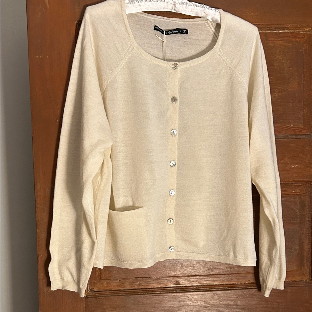 Cream Button-Up Cardigan